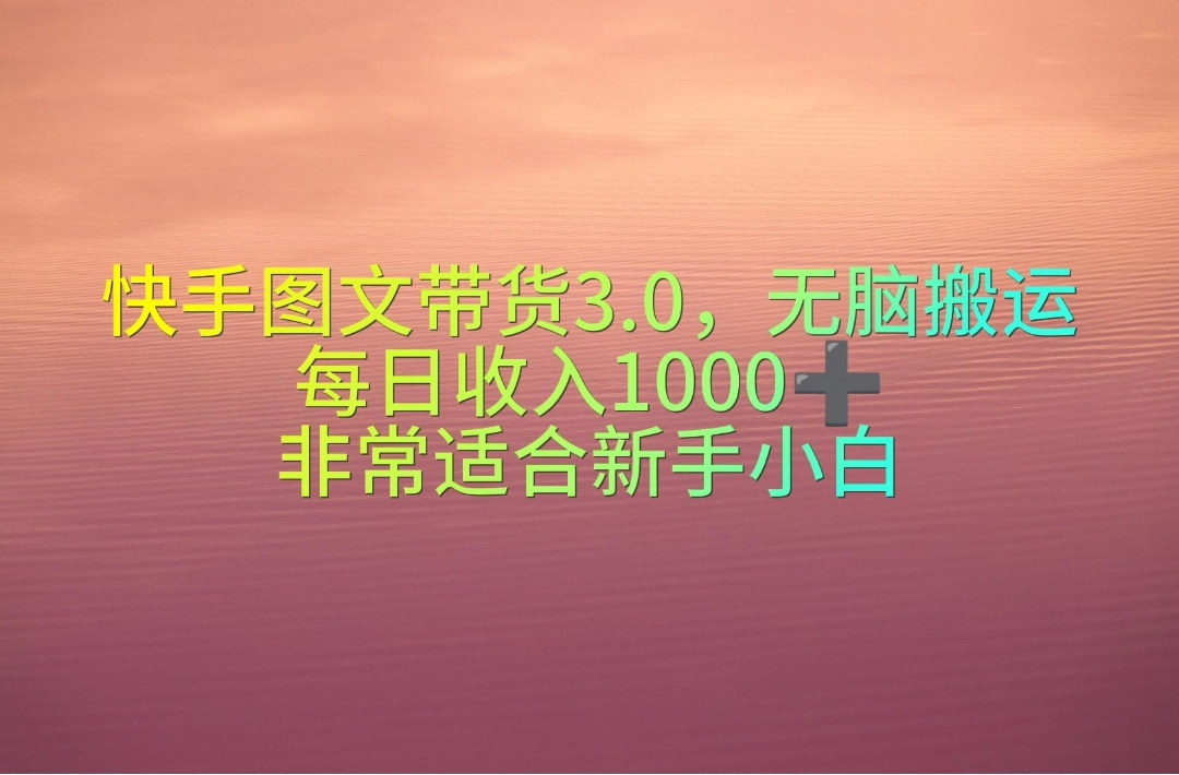 图片[1]-快手图文带货：无脑搬运，轻松日入1000+，小白必看-阿灿说钱
