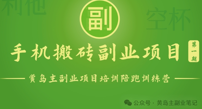 手机搬砖小副业项目训练营1.0,实测1小时收益50+,一部手机轻松日入100+ -1 手机搬砖小副业项目训练营1.0,实测1小时收益50+,一部手机轻松日入100+ -1
