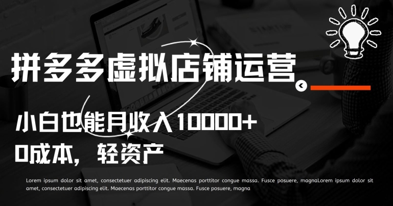 拼多多虚拟店铺运营小白也能月收入10000+【揭秘】 -1 拼多多虚拟店铺运营小白也能月收入10000+【揭秘】 -1