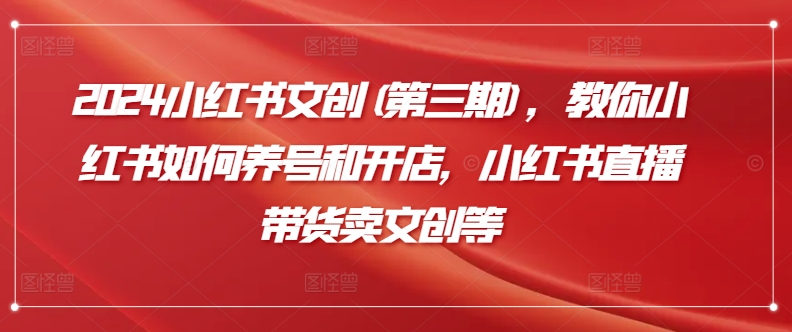 2024小红书攻略(第三期),从养号到直播带货,解锁文创产业新玩法 -1 2024小红书攻略(第三期),从养号到直播带货,解锁文创产业新玩法 -1