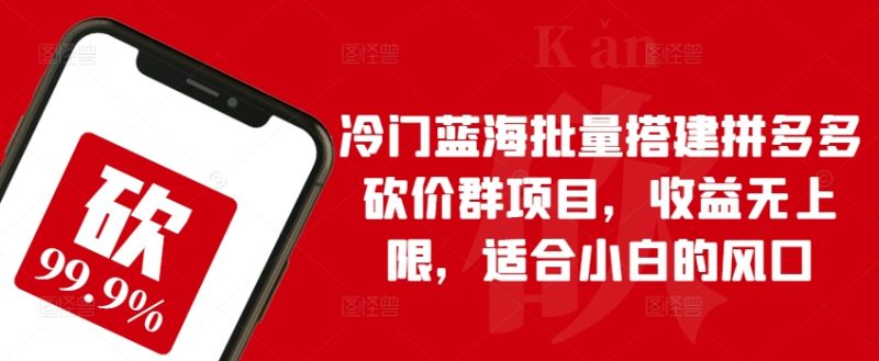 冷门蓝海批量搭建拼多多砍价群项目，收益无上限，适合小白的风口【揭秘】 -1