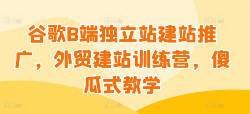 谷歌B端独立站建站推广,外贸建站训练营,傻瓜式教学 -1 谷歌B端独立站建站推广,外贸建站训练营,傻瓜式教学 -1