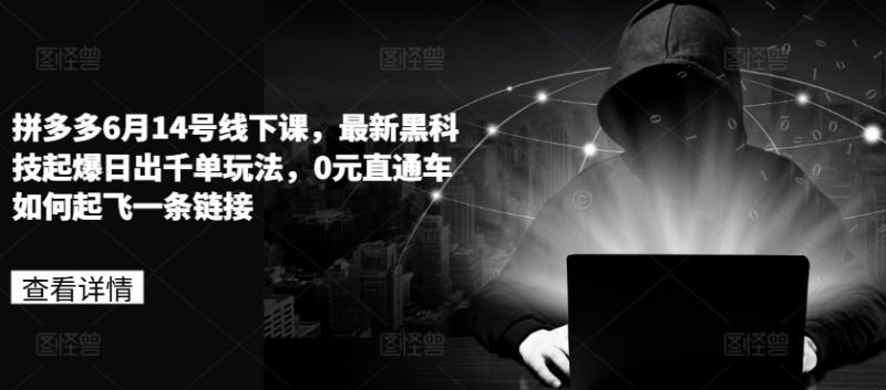 拼多多6月14号线下课，最新黑科技起爆日出千单玩法，0元直通车如何起飞一条链接-阿灿说钱