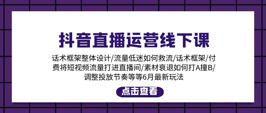 图片[1]-抖音直播运营线下课：话术框架/付费流量直播间/素材A撞B/等6月新玩法-阿灿说钱