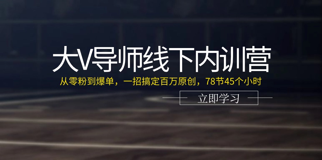 图片[1]-大V导师线下内训营：从零粉到爆单，一招搞定百万原创，78节45个小时-阿灿说钱