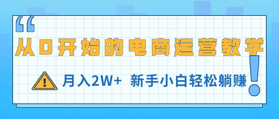 图片[1]-从0开始的电商运营教学，月入2W+，新手小白轻松躺赚-阿灿说钱