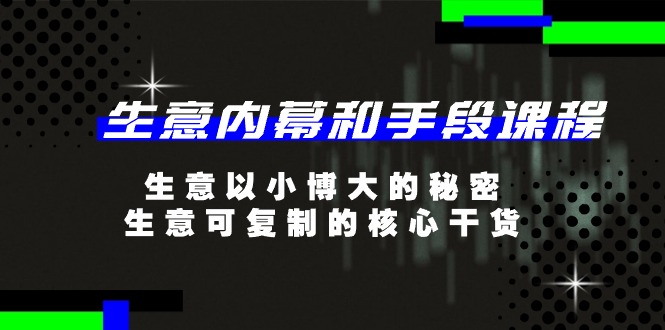 生意内幕和手段课程，以小博大的秘密，生意可复制的核心干货-20节-阿灿说钱