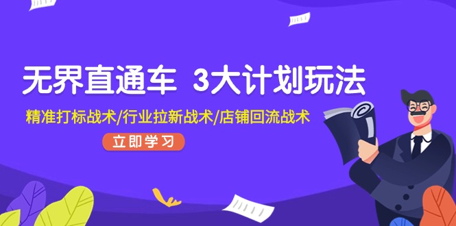 无界直通车 3大计划玩法，精准打标战术/行业拉新战术/店铺回流战术-阿灿说钱