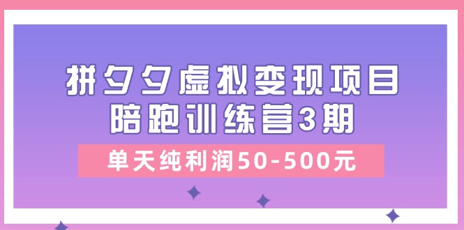 某收费培训《拼夕夕虚拟变现项目陪跑训练营3期》单天纯利润50-500元-阿灿说钱