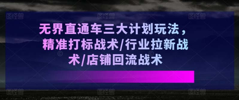 无界直通车三大计划玩法,精准打标战术/行业拉新战术/店铺回流战术 -1 无界直通车三大计划玩法,精准打标战术/行业拉新战术/店铺回流战术 -1