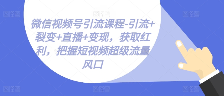 微信视频号引流课程-引流 裂变 直播 变现,获取红利,把握短视频超级流量风口 -1 微信视频号引流课程-引流 裂变 直播 变现,获取红利,把握短视频超级流量风口 -1