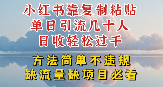 小红书靠复制粘贴单日引流几十人目收轻松过千,方法简单不违规【揭秘】 -1 小红书靠复制粘贴单日引流几十人目收轻松过千,方法简单不违规【揭秘】 -1
