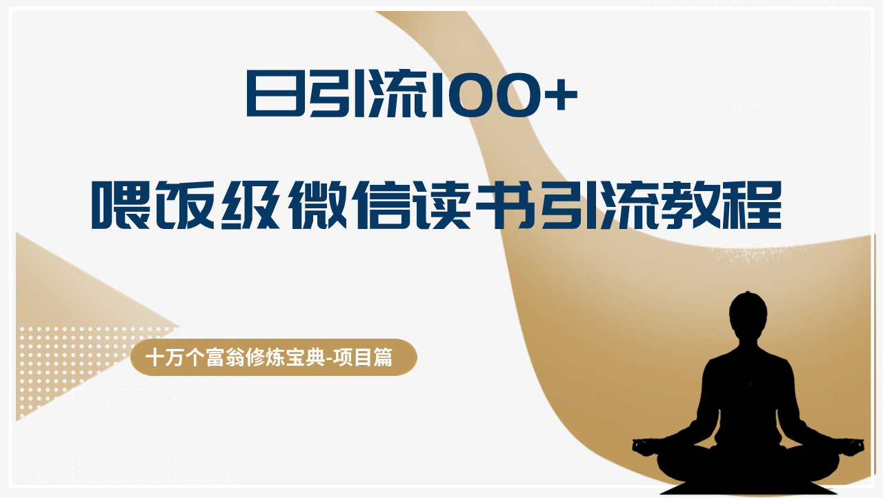 十万个富翁修炼宝典日引流100+，喂饭级微信读书引流教程，月收入实现五位数-阿灿说钱