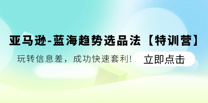 亚马逊-蓝海趋势选品法【特训营】:玩转信息差,成功快速套利!-阿灿说钱