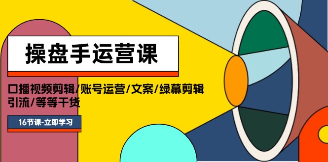 操盘手运营课程:口播视频剪辑/账号运营/文案/绿幕剪辑/引流/干货/16节-阿灿说钱