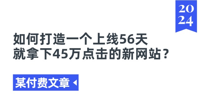 某付费文章《如何打造一个上线56天就拿下45万点击的新网站？》-阿灿说钱