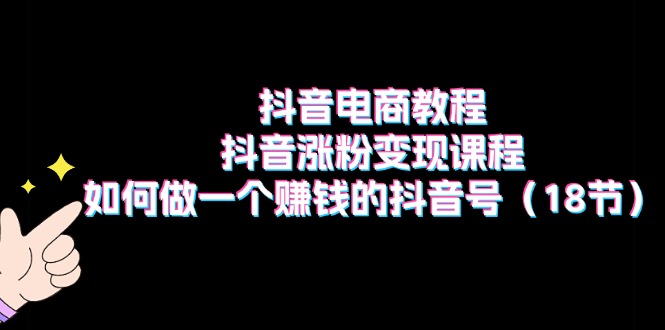 图片[1]-抖音电商教程：抖音涨粉变现课程：如何做一个赚钱的抖音号（18节）-阿灿说钱