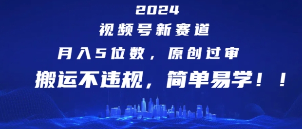 2024视频号新赛道，月入5位数+，原创过审，搬运不违规，简单易学【揭秘】-阿灿说钱
