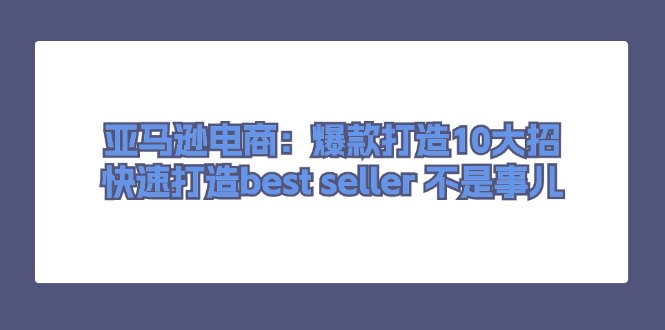 图片[1]-亚马逊电商：爆款打造10大招，快速打造best seller 不是事儿-阿灿说钱