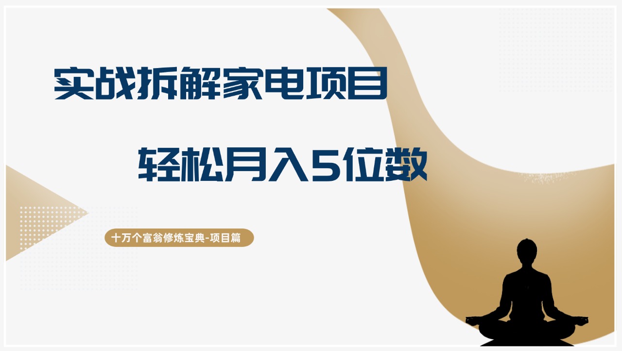 十万个富翁修炼宝典实战拆解家电项目，轻松月入5位数-阿灿说钱