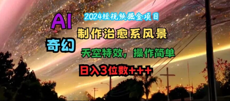 2024短视频掘金项目,AI制作治愈系风景,奇幻天空特效,操作简单,日入3位数【揭秘】 -1 2024短视频掘金项目,AI制作治愈系风景,奇幻天空特效,操作简单,日入3位数【揭秘】 -1