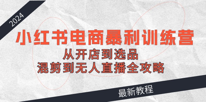 2024小红书电商暴利训练课程：从开店到选品，混剪到无人直播全攻略-阿灿说钱