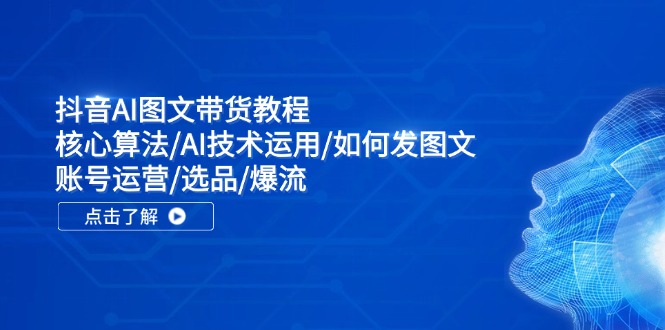 抖音AI图文带货教程:核心算法/AI技术运用/如何发图文/账号运营/选品/爆流-阿灿说钱
