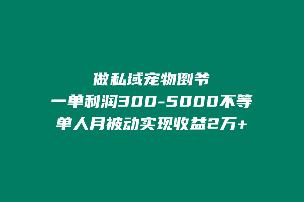 做私域宠物倒爷,一单利润300-5000不等,单人月轻松实现被动收益2万+-阿灿说钱