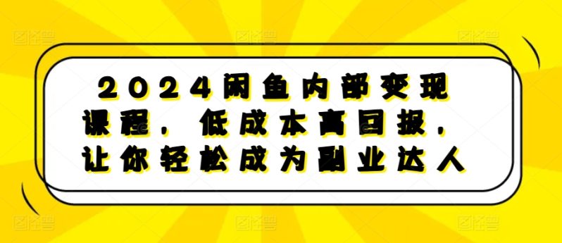 2024闲鱼内部变现课程，低成本高回报，让你轻松成为副业达人-阿灿说钱