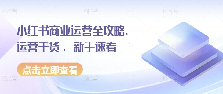 小红书商业运营全攻略，运营干货 ，新手速看-阿灿说钱