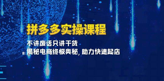 拼多多实操课程：不讲废话只讲干货, 揭秘电商终极奥秘,助力快速起店-阿灿说钱