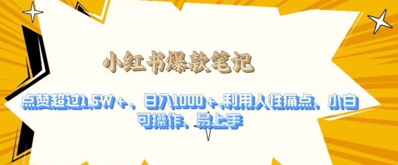 利用人性的痛点,打造爆款笔记,获得点赞超过1.5W+,日入1k【揭秘】 -1 利用人性的痛点,打造爆款笔记,获得点赞超过1.5W+,日入1k【揭秘】 -1