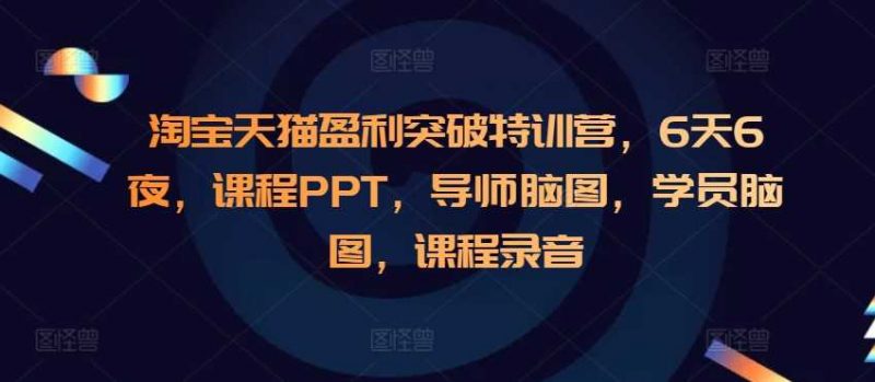 淘宝天猫盈利突破特训营，6天6夜，课程PPT，导师脑图，学员脑图，课程录音-阿灿说钱
