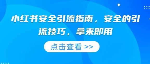 小红书安全引流指南，安全的引流技巧，拿来即用-阿灿说钱
