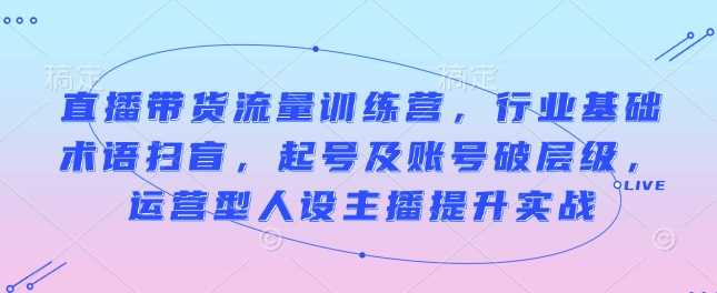 直播带货流量训练营,行业基础术语扫盲,起号及账号破层级,运营型人设主播提升实战 -1 直播带货流量训练营,行业基础术语扫盲,起号及账号破层级,运营型人设主播提升实战 -1