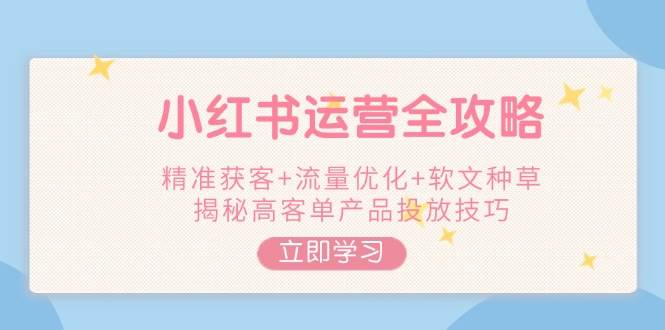 小红书运营全攻略，精准获客+流量优化+软文种草，揭秘高客单产品投放技巧-阿灿说钱