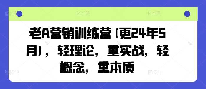老A营销训练营(更25年3月),轻理论,重实战,轻概念,重本质 -1 老A营销训练营(更25年3月),轻理论,重实战,轻概念,重本质 -1