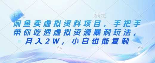 闲鱼卖虚拟资料项目,手把手带你吃透虚拟资源暴利玩法,月入2W,小白也能复制 -1 闲鱼卖虚拟资料项目,手把手带你吃透虚拟资源暴利玩法,月入2W,小白也能复制 -1