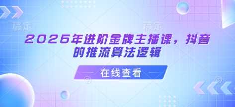 2025年进阶金牌主播课,抖音的推流算法逻辑 -1 2025年进阶金牌主播课,抖音的推流算法逻辑 -1