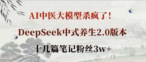AI中医大模型杀疯了！DeepSeek中式养生2.0版本，十几篇笔记粉丝3w+ -1