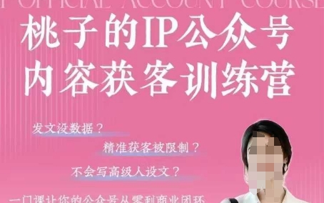 桃子IP公众号内容获客训练营(第3期)，一门让你公众号从0到商业闭环的课程-阿灿说钱