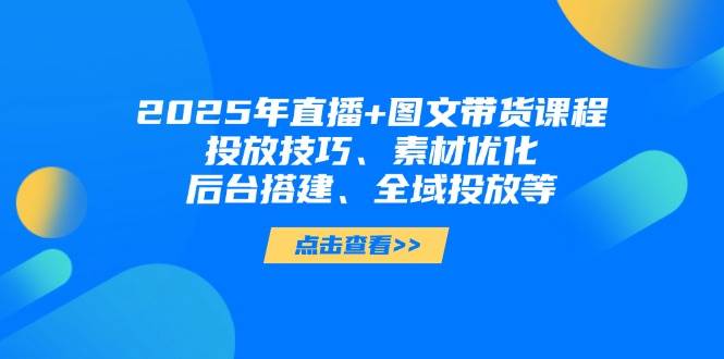 2025年直播+图文带货课程，投放技巧、素材优化、后台搭建、全域投放等-阿灿说钱