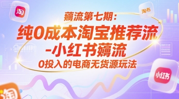 薅流第七期：纯0成本淘宝推荐流-小红书薅流最新版目，0投入的电商无货源玩法（附赠往期）-阿灿说钱