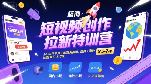 短视频创作拉新特训营,2025开年真正的蓝海赛道,国内+海外,拉新单价5-7米 -1 短视频创作拉新特训营,2025开年真正的蓝海赛道,国内+海外,拉新单价5-7米 -1