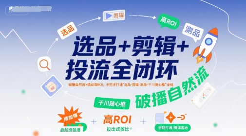 选品+剪辑+投流全闭环,破播自然流+撬动高ROI,手把手打通“选品-剪辑-测品-千川随心推”全链 -1 选品+剪辑+投流全闭环,破播自然流+撬动高ROI,手把手打通“选品-剪辑-测品-千川随心推”全链 -1