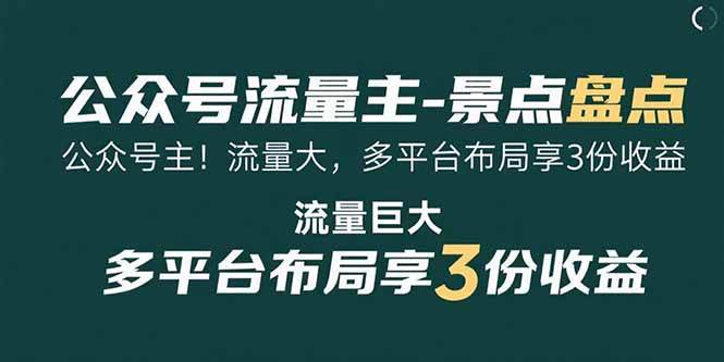 公众号流量主-景点盘点 流量巨大 多平台布局享3份收益 -1 公众号流量主-景点盘点 流量巨大 多平台布局享3份收益 -1