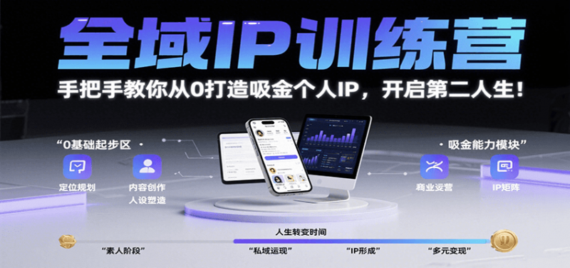 全域IP训练营，手把手教你从0打造吸金个人IP，开启第二人生！-阿灿说钱