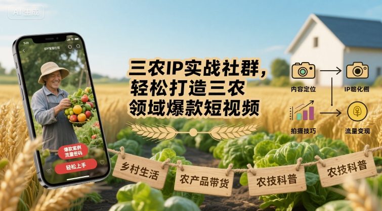 三农IP实战社群,轻松打造三农领域爆款短视频 -1 三农IP实战社群,轻松打造三农领域爆款短视频 -1