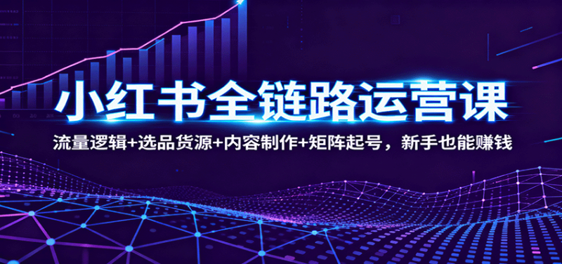 小红书全链路运营课:流量逻辑+选品货源+内容制作+矩阵起号,新手也能赚钱 -1 小红书全链路运营课:流量逻辑+选品货源+内容制作+矩阵起号,新手也能赚钱 -1