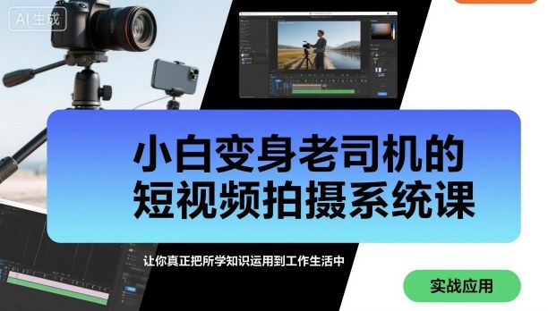 小白变身老司机的短视频拍摄系统课,让你真正把所学知识运用到工作生活中 -1 小白变身老司机的短视频拍摄系统课,让你真正把所学知识运用到工作生活中 -1